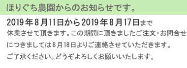お休みのお知らせです。